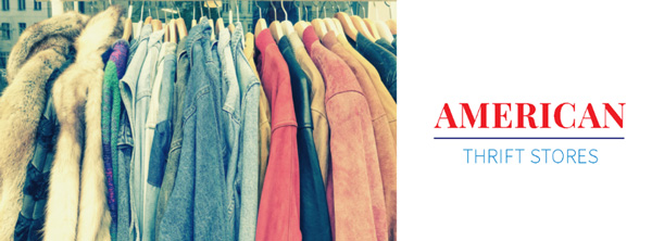 American Thrift Stores logo with rack of clothes